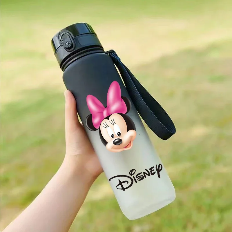 Disney minnie mouse grande capacidade esportes fosco mudança gradual água masculino e feminino estudantes chaleira de plástico copo fitness ao ar livre