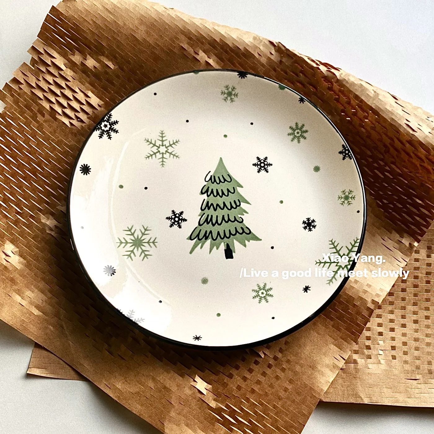 

Christmas Gift Christmas Tree Ceramic Dinnerware Plate High Temperature Resistant Fashion Dessert Breakfast Plate
