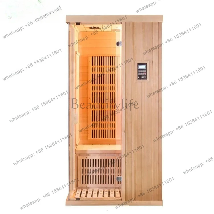 

far infrared physiotherapy dry evaporation sweat detoxification Bianshi household solid wood steam room