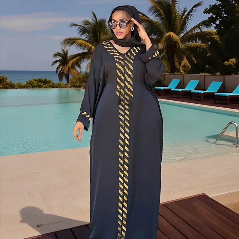 ชุดมุสลิม อาบายะ จาลาบียะ ชุดผู้หญิงสำหรับวันอีด ชุดยาวแบบซาอุดิอาระเบีย เสื้อคลุมยาว ฮิญาบ อิสลาม อาบายะ ผ้าคลุมศีรษะ รอมฎอน โมร็อกโก ดูไบ คาฟตัน