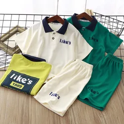 Children's Clothing Sets Letter Printed POLO Shirt + Shorts Boy Clothes Clothes for Girls 2 To 15 Years Teenager Baby Outfit Set