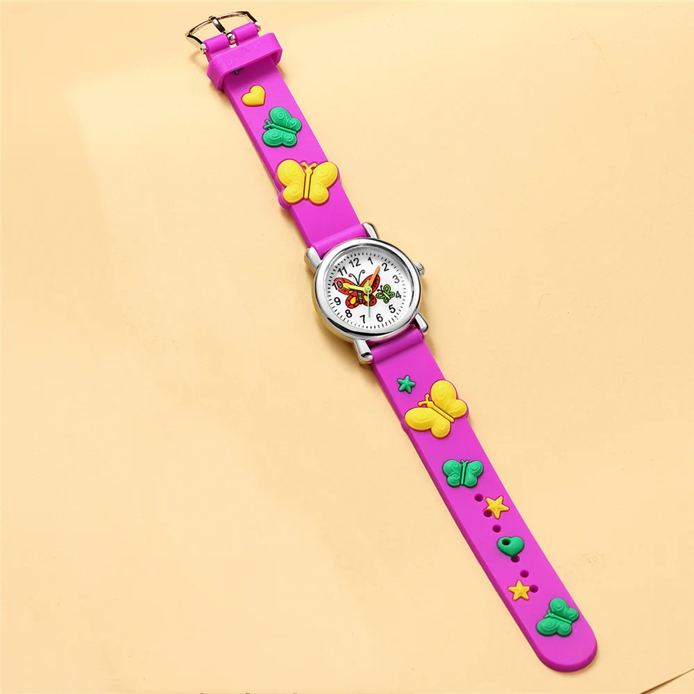 귀여운 달콤한 나비 스타일 어린이 만화 시계, 소년 소녀