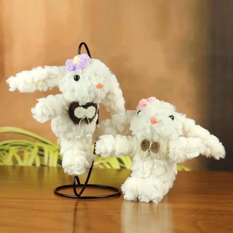 1 pièce dessin animé lapin doux en peluche poupée pendentif lapin en peluche jouet porte-clés voiture porte-clés sac à dos décoration enfant cadeau