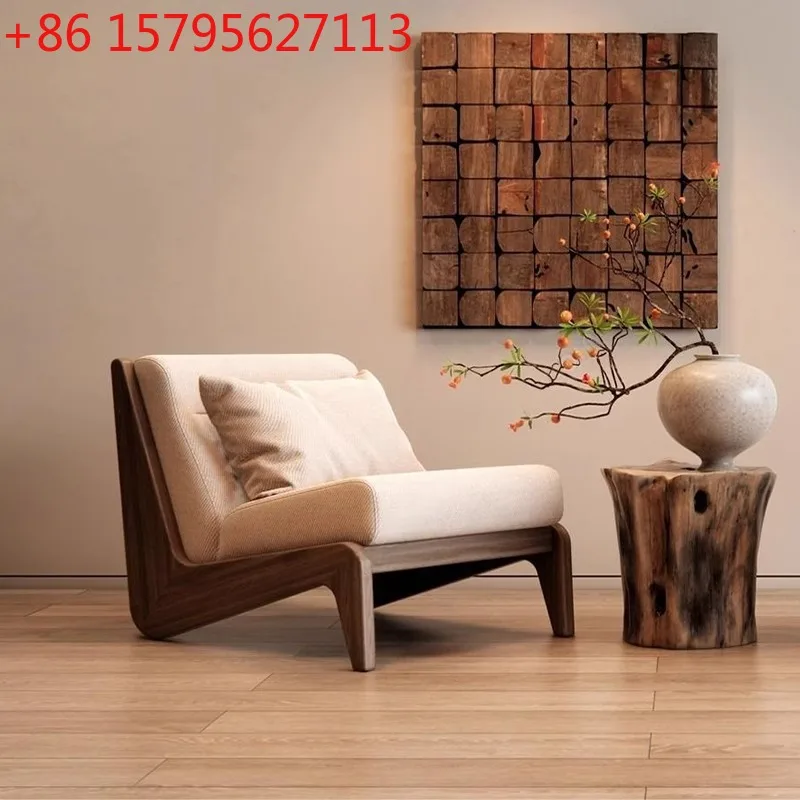 

French medieval solid wood sofa chair household living room backrest single chair