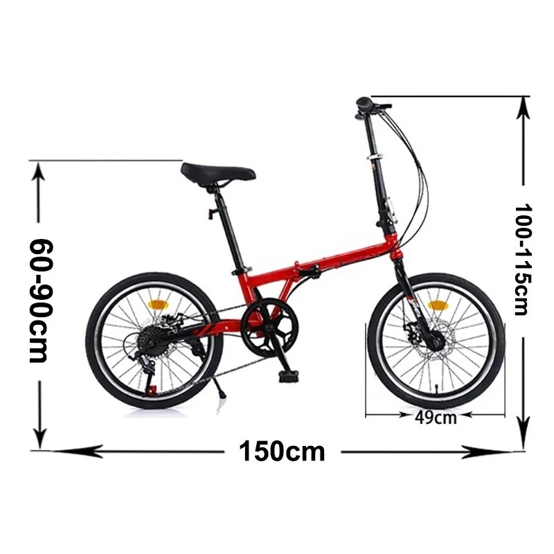 Folding 16 Inch Small Wheel Bike, Portable Disc Brake Speed Bicycle for Men & Women Outdoor Cycling