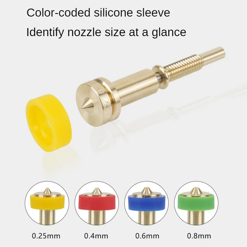 4Pcs All-In-One Brass Titanium Nozzle 0.25/0.4/0.6/0.8Mm Heatbreak Brass Titanium Nozzle For E3D Revo Hotend Extruder