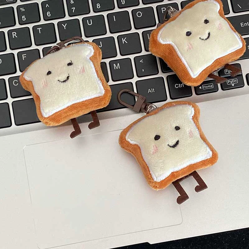 Cartoon Plush Toast Bread Figure Pendant Key Chain Backpack Hangings Ornaments Gift