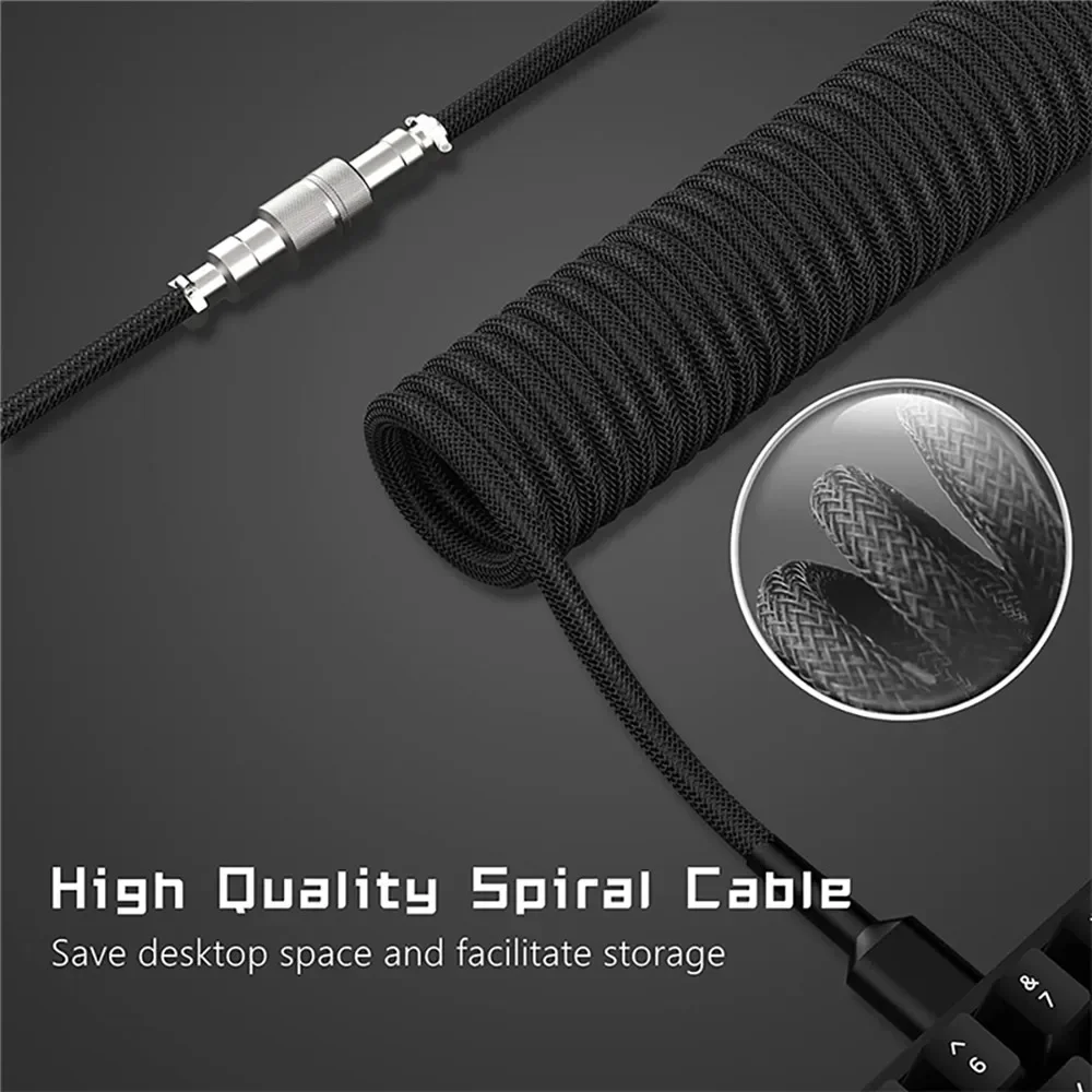 New Mechanical Keyboard Coiled Cable Wire Type C USB Port Aviator Coiling Cable Desktop Computer Gaming Keyboard Accessories