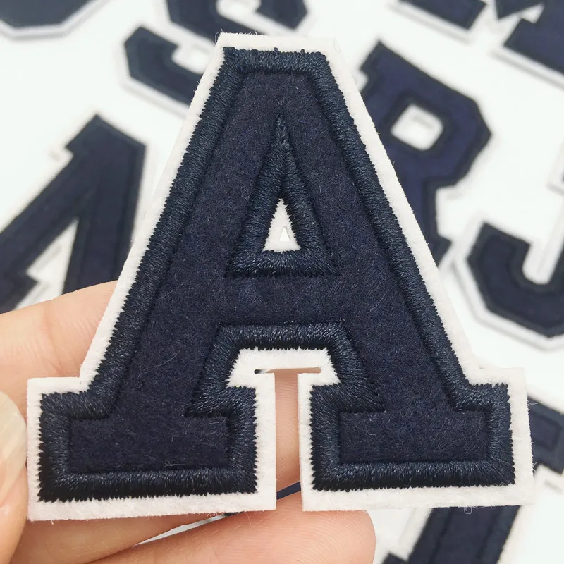 Dark Blue Letter Embroidery Patches Diy Alphabet Hot Iron on Patch Name Patch Applied for Garment Sewing Stickers