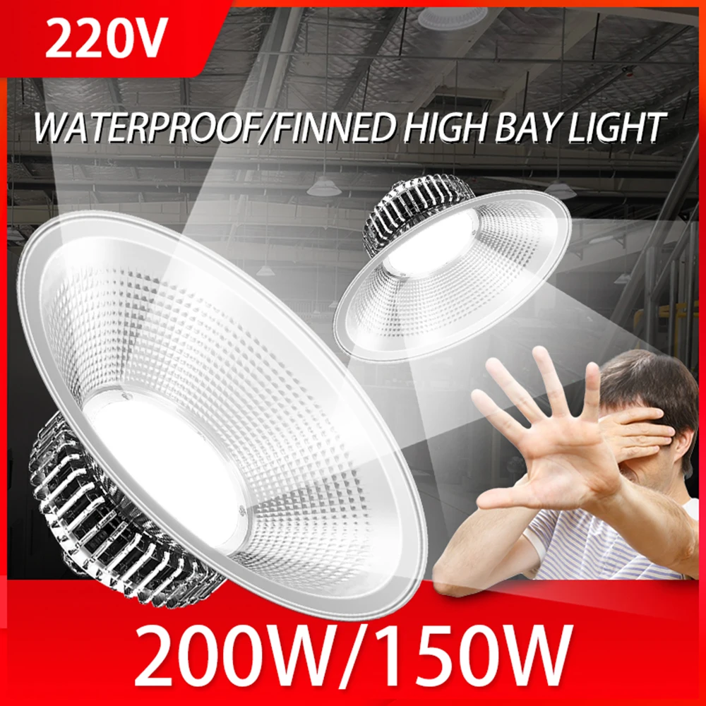 

LED High Bay Light High Power Ceiling Light 220V Fin Lighting Chandelier for Industrial Workshop Shopping Mall 150W 200W Lamp