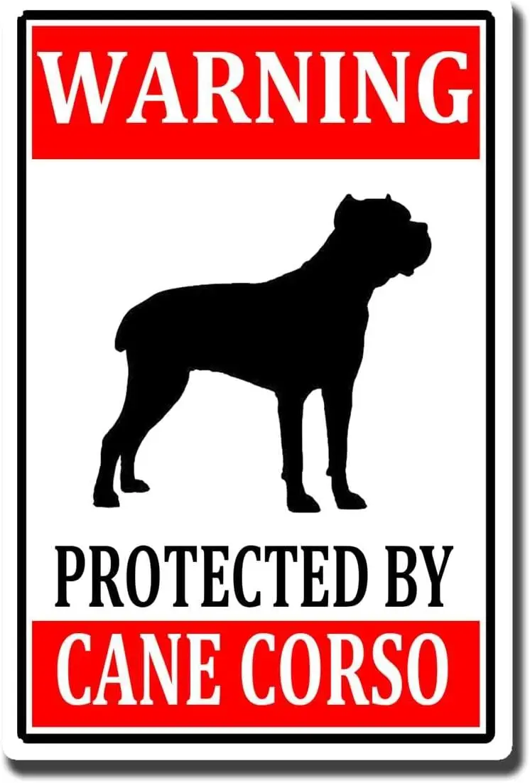 Letreros de estaño, letrero de corso de caña, advertencia protegida por Pit Bull, cuidado con la advertencia de perros, letrero de estaño de aluminio y Metal, accesorios de bastón Corso