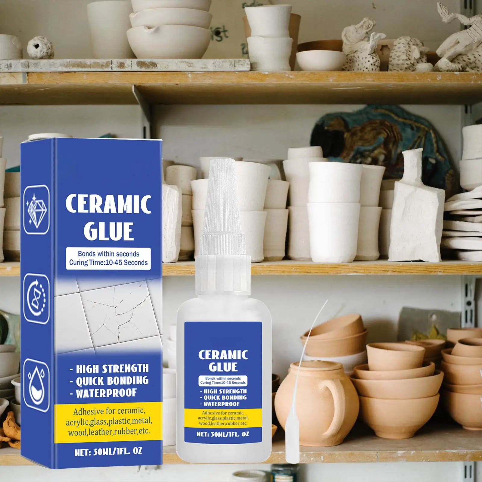 Glue for Ceramics Ceramic Glue Pottery Glue Waterproof 30ml Glass Glue DIY Crafts Strong Adhesive Clear Glue for Pottery