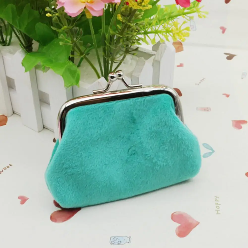 Mini Coin Purse Macaron Color Purse Mini Velvet Coin Purse with Classic Kiss-lock Buckle Portable Plush Ladies Key for Coins