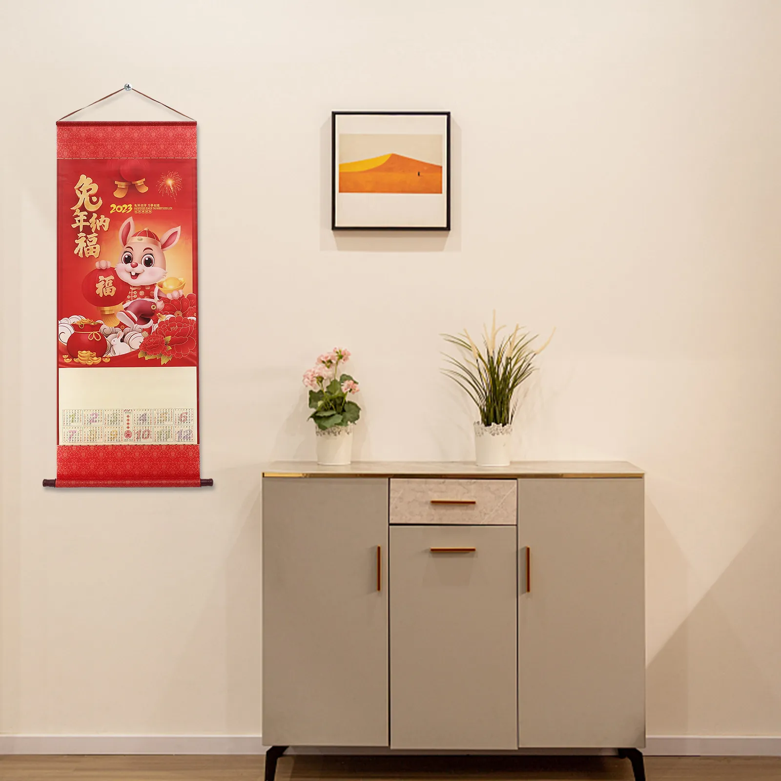 

2023 Rabbit Year Traditional Chinese Hanging Calendar High-Grade Printing Bright Clear Colors Lunar Date Detailed Household Wall