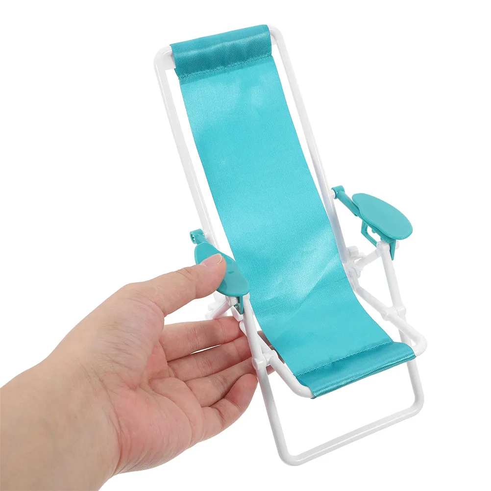 

4 Pcs Portable Beach Chair Chairs Miniature for Crafts Foldable Dollhouse Decoration Folding Plastic Seaside Ornaments