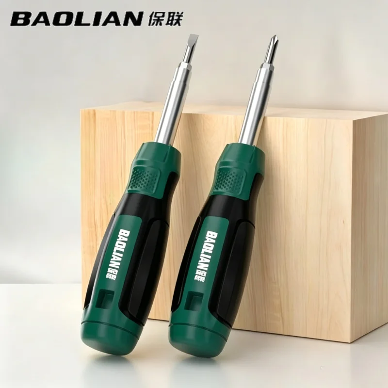 BAOLIAN 6 in 1 Screwdriver Set CR V Steel Magnetic Tip Non Slip Handle Push Pull Bit Change For Electronic Repair Hand Tool
