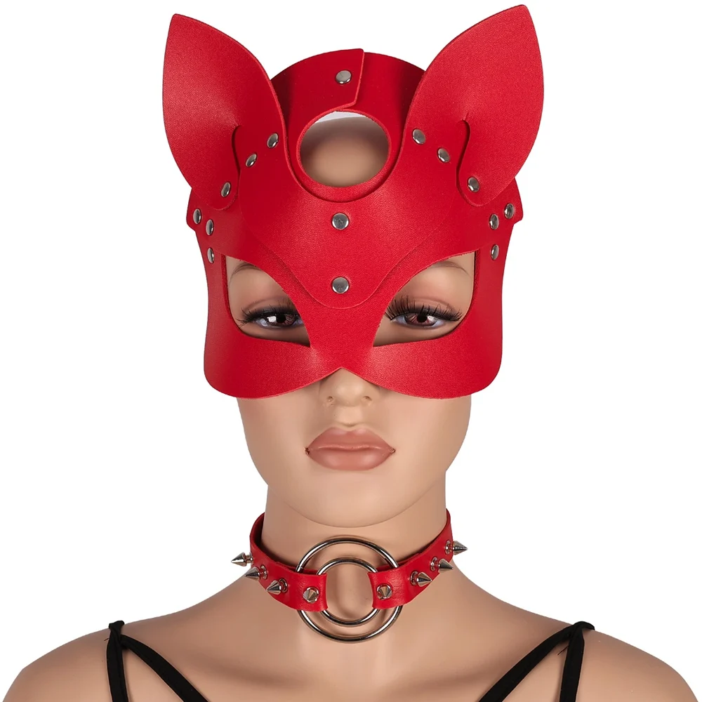 

Erotic Fetish Lingerie Kpop Mask Cosplay Sexy Women Spike Rivet O-Ring Bdsm Harness Fashion Neck Restraint Necklace Goth Punk