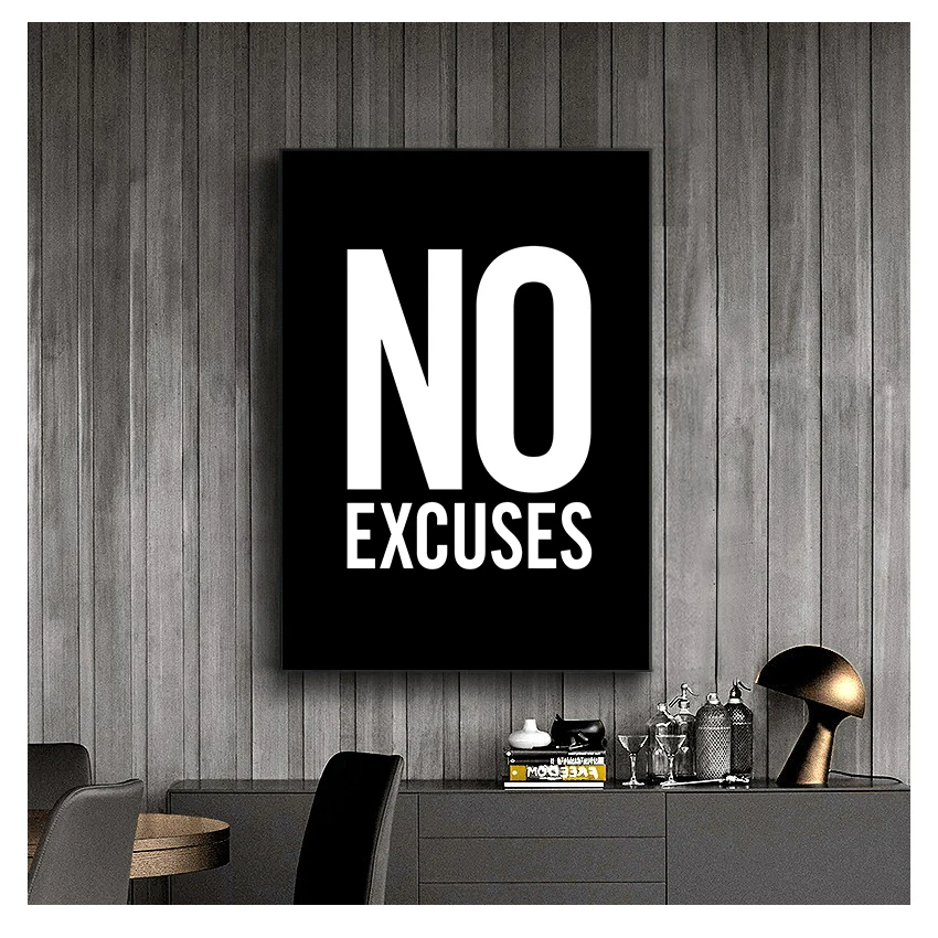 Fitness Poster Gym Wall Decor , Motivational Art Typography Modern Canvas Painting Decoration No Excuses Inspirational Quote