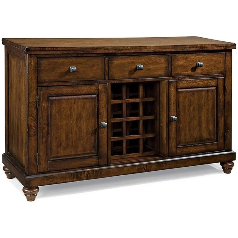 

Kingston 58" x 36" Wine Server, Raisin Sideboard, Brown bar cabinet wine cabinet