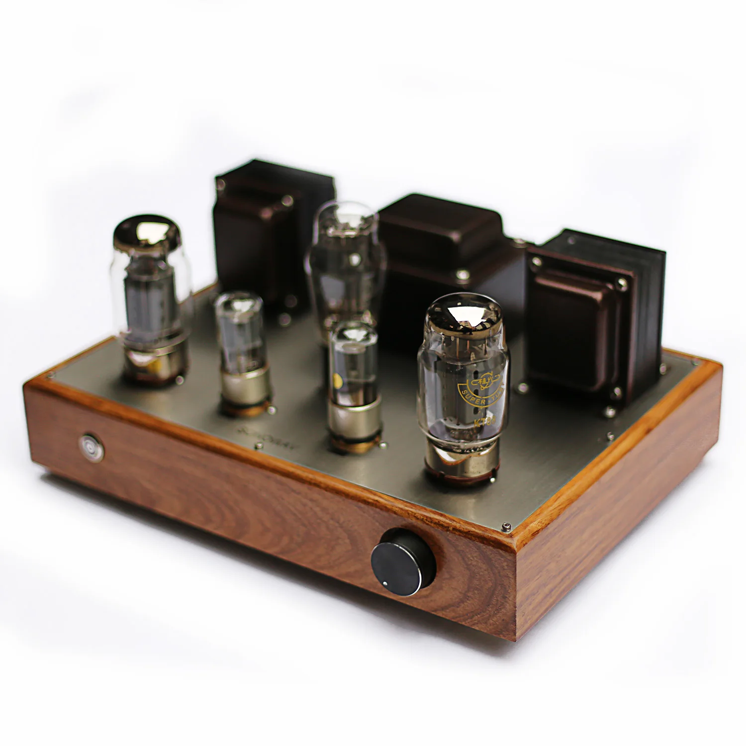 Latest  10W*2 6N8P push KT88/EL34/6550 single-ended tube power amplifier red sandalwood solid wood chassis