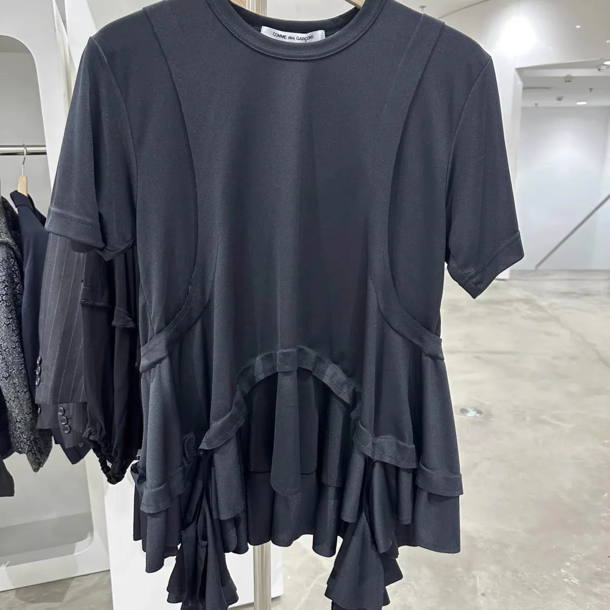 25 Spring/Summer New Style Irregular Hem Round Neck Short Sleeve Patched Loose Top T-Shirt for Women