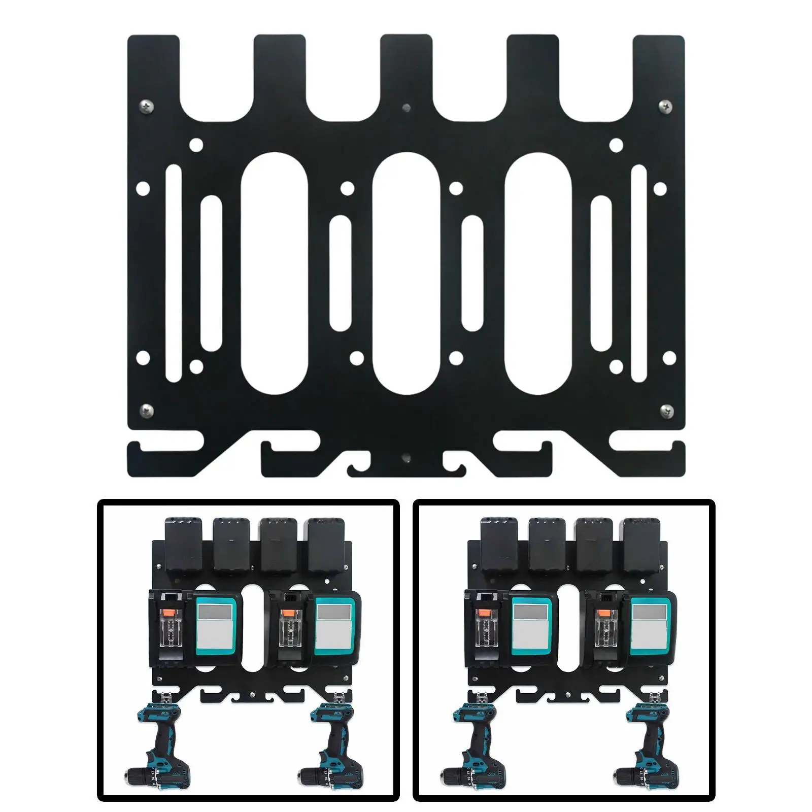 Power Tool Storage Rack Compartment Utility Metal Tool Equipment Drill Battery Power Tool for Gift Garage Workshops Tool Rooms