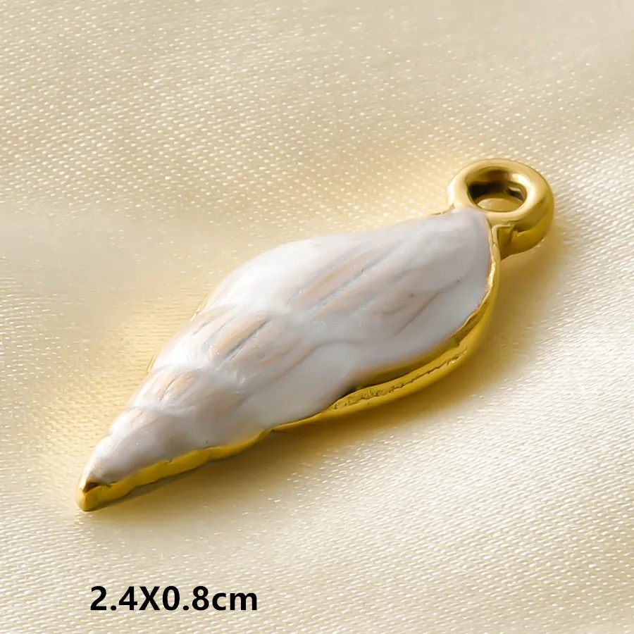 3/5 Stück/Set Meerestier-Anhänger in Goldfarbe mit Öltropfen-Effekt, Seestern, Muschel, Fisch, Edelstahl-Anhänger für Schmuckherstellung, DIY-Armbänder – Detail 26
