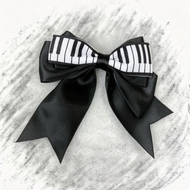 

2/4Pcs Vintage Piano Key Bow Hair Clip Punk Bangs Side Hairpins Sweet Headwear Girls Duck Bill Barrettes Black White Hairpins