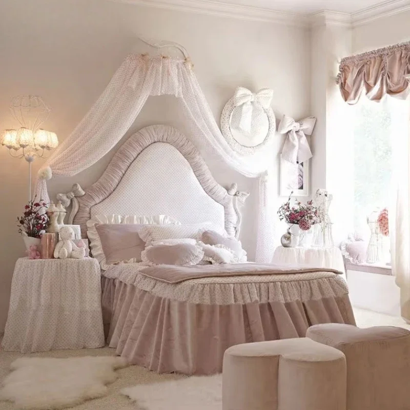 

Кровать для принцессы, декоративные карнизы и шторы, роскошный комплект для девичьей спальни