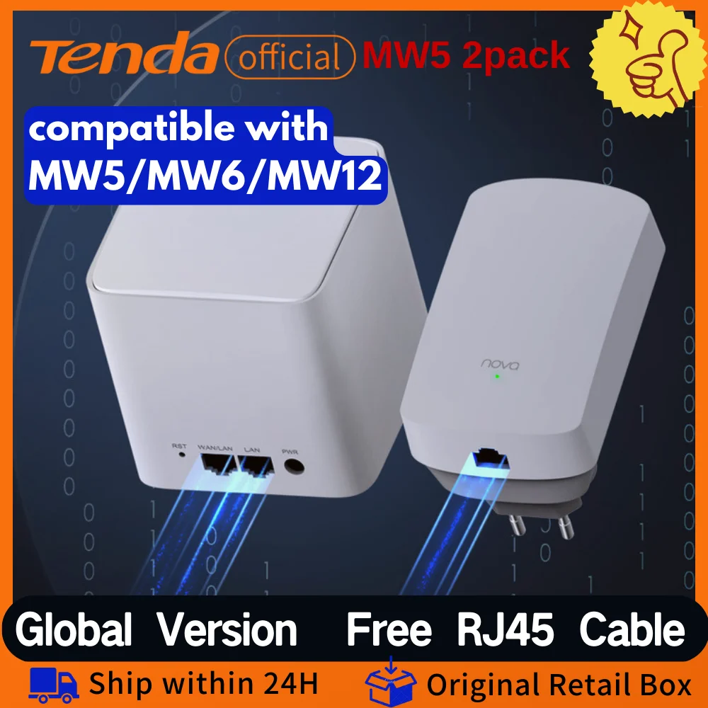 

Tenda Mesh Router Wifi MW5 Home WIFI Router 2.4&5Ghz Wifi Repeater Tenda Mesh Wireless extender Router Coverage Up to 300m²