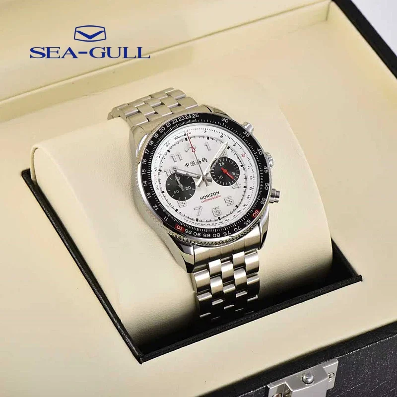 Seagull Men's Quartz Watch, Panda Style, Pilot Chronograph, Casual Fashion, Waterproof Watch, Precise Timing