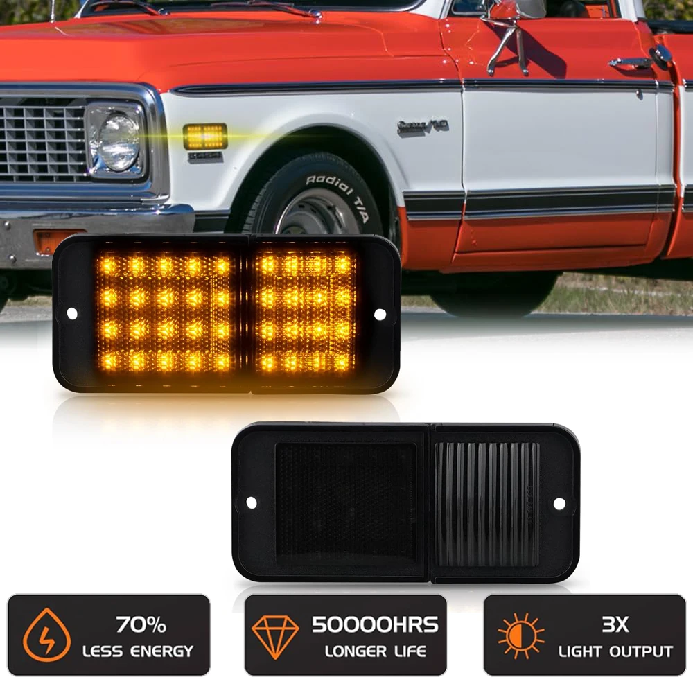 

2x дымчатые линзы, боковой габаритный фонарь на переднее крыло для Chevrolet C/K серии C10 C20 C30 K10 K20 K30 Trucks K5 Blazer Suburban