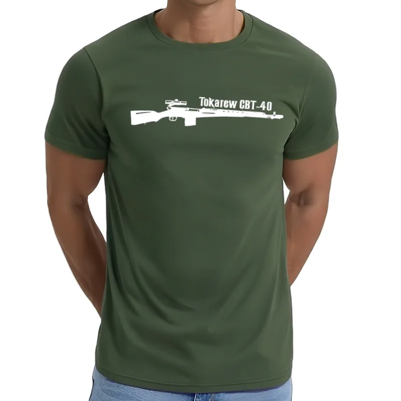 Camiseta soviética Sniper Arme SVT-40 Tokarev de fusil à chargement automatique 100% Coton courtes Camiseta casual masculina