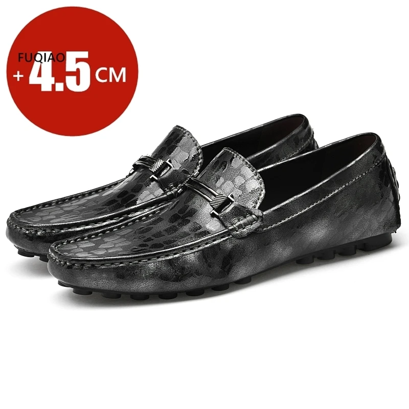 2025 Comfortable Men Loafers /4.5cm Elevator Shoes Men Sneakers Black Brown Soft Leather Men Flats Height Increase Taller Shoes