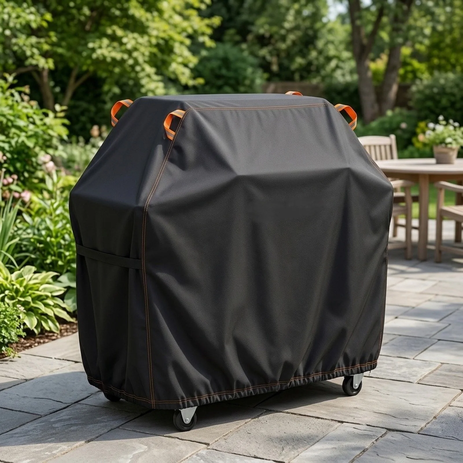 Grill Cover 22 x 28 x 5 in Black Oxford Fabric Windproof for BBQ Grills Fire Pits Outdoor Furniture Protection
