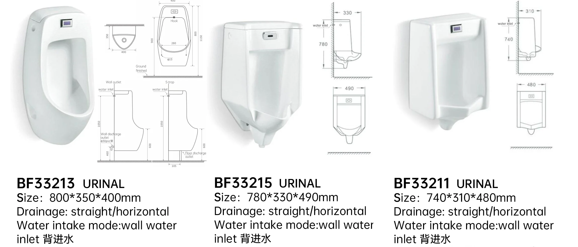 BF32231 Modern Portable Male Urinal With Glow-in-the-Dark Lid Sensor Ceramic Urinal For Home Travel Camping