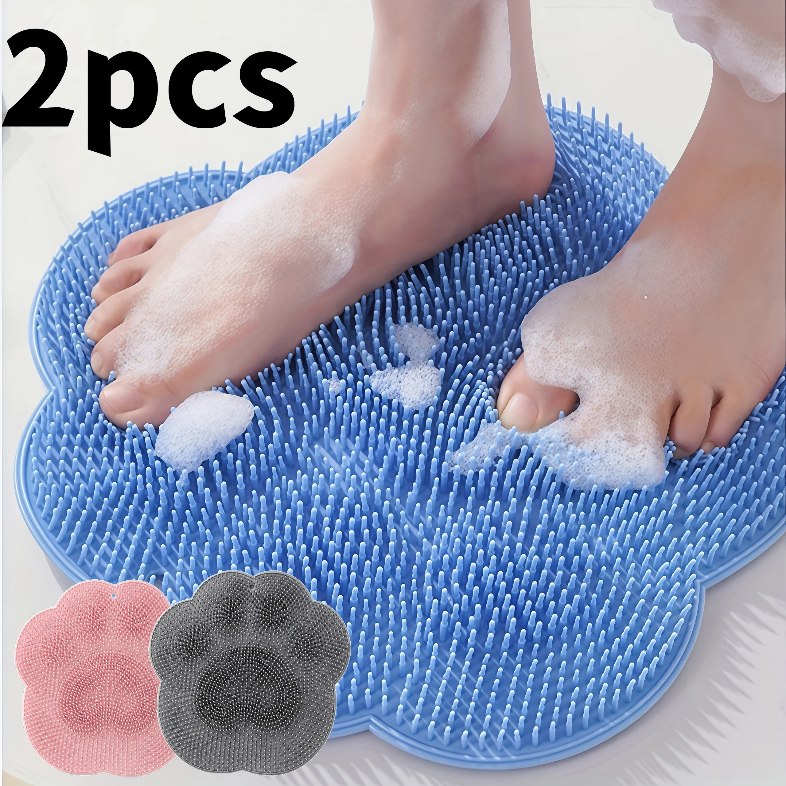 1/2pcs Bath Massage Cleaner Mat Multi-functional Back Scrubber Tool Shower Foot Brush Pad for Home Bathroom Lazy Washing Supplie