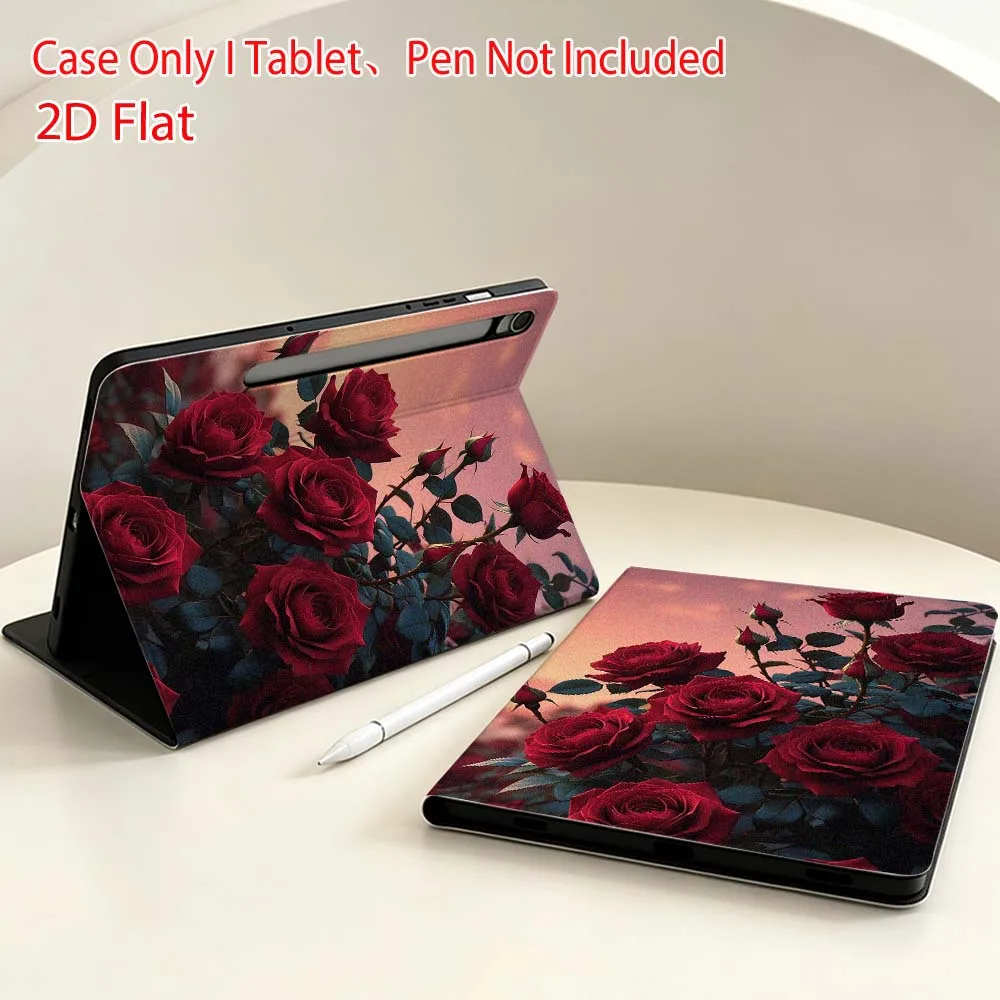 Red rose pattern For Samsung Galaxy Tab S11 S10 S9 S8 S7 S6 A9 A8 A11 Lite FE Plus Pen Tray Tablet Case Soft