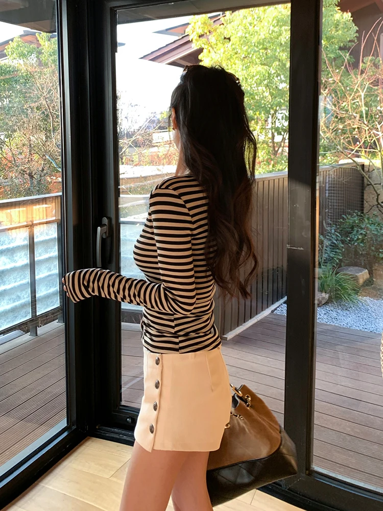 

Removable Button Design Corduroy Skirt Women's Spring Autumn ort Sle Milk White Low Waist A-Line Skirt Casual Sle