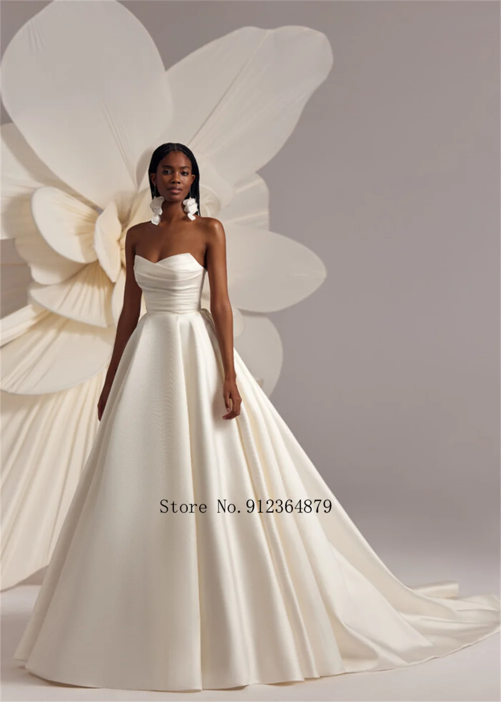 Robes De mariée en Satin épais plissé, sur mesure, ligne A, avec traîne De balayage, 2026 Rode De Morrie