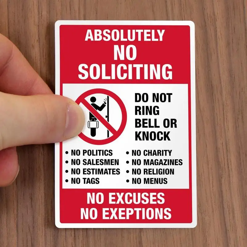 Waterproof PVC Absolutely No Soliciting Sign Sticker For Front Door Window Wall Ban On Selling Sign Sticker For Home And Busines