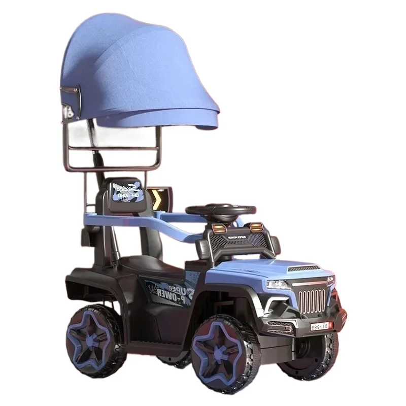 Children's electric vehicle rechargeable stroller four-wheel off-road adult remote control boys and girls can sit