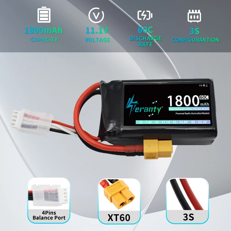 2/4 قطعة بطارية ليبو TERANTY 3S 1800mAh 11.1V 60C مع T XT30 XT60 ل FPV الطائرة بدون طيار قارب RC سيارة سباق هواية نموذج أجزاء