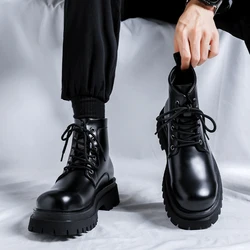 Handmade Men Shoes Lace Up Leather Casual Shoes For Men Flat Platform Walking Shoes Outdoor Footwear Loafers Breathable Sneakers