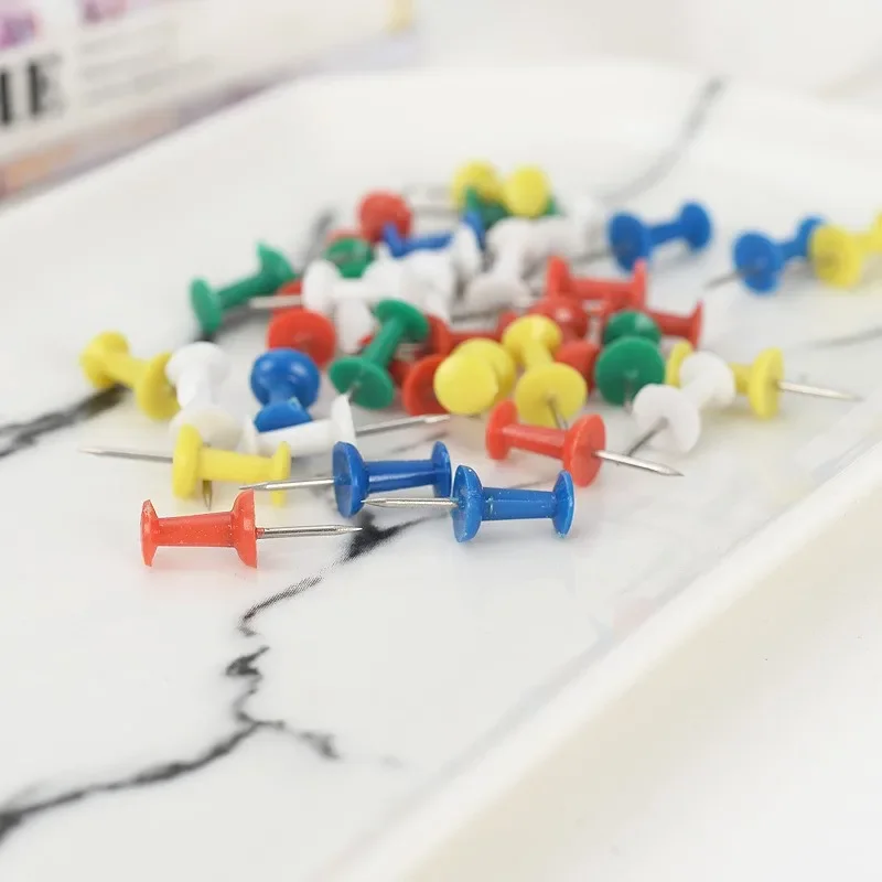 100PCS Binding Cork Board Safety Colored Plastic Pin Big Head Push Needle Pins Drawing Photo Wall Studs Office School Supplies