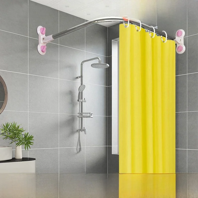 

Expandable Shower Curtain Rod Set Bathroom Toilet Stainless Steel Suction Cup Support U-Shape Corner Arc L-Shape Shower Curta...