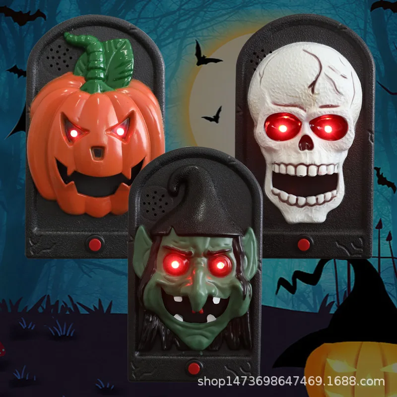 

Glow-in-the-Dark Skeleton Button-Activated Halloween Doorbell - Motion Sensor Prank Prop for Haunted House Escape Room Bar Decor