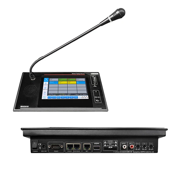 

7inch Touch screen Desktop Dante IP Zone Paging Microphone for Announce and Intercom