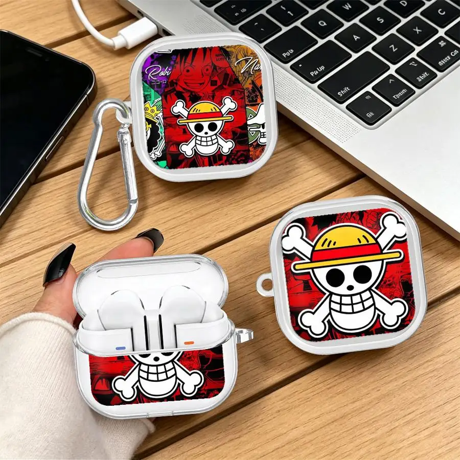 Case For Samsung Galaxy Buds 4Pro 3 FE 4 Pro 2Pro 3Pro 2 Live Clear Earphone Cases Cover With Hook Anime One Pieces