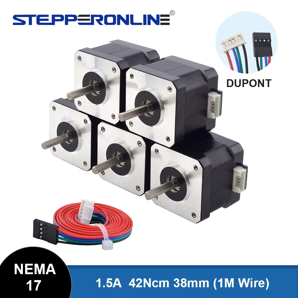 STEPPERONLINE Nema 17 Silnik krokowy 38mm 42 Silnik 42Ncm 1.5A Nema17 Stepper 4-lead do drukarki CNC 3D XYZ